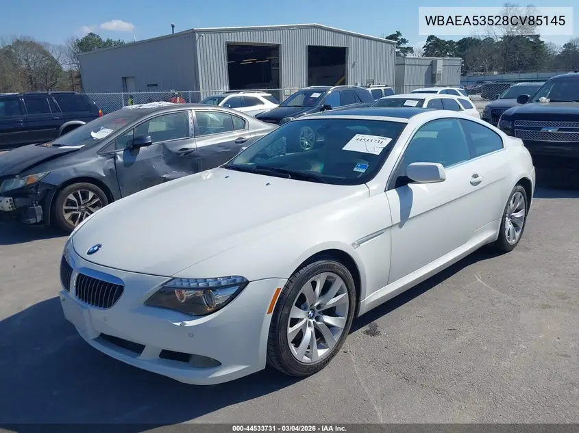 2008 BMW 650I VIN: WBAEA53528CV85145 Lot: 44533731