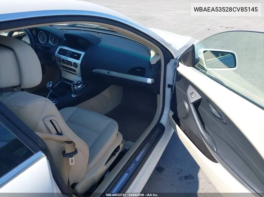 2008 BMW 650I VIN: WBAEA53528CV85145 Lot: 44533731