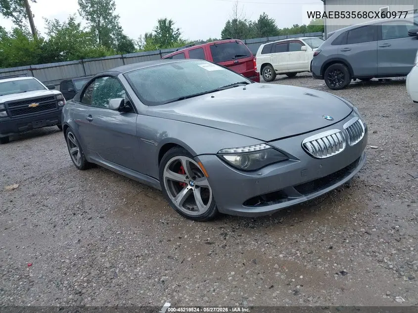 2008 BMW 650I VIN: WBAEB53568CX60977 Lot: 45219524