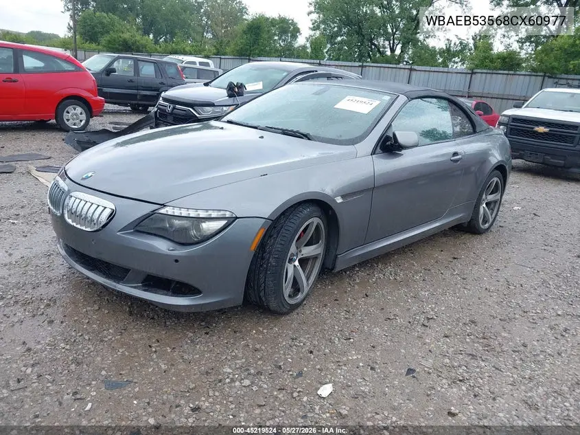 2008 BMW 650I VIN: WBAEB53568CX60977 Lot: 45219524