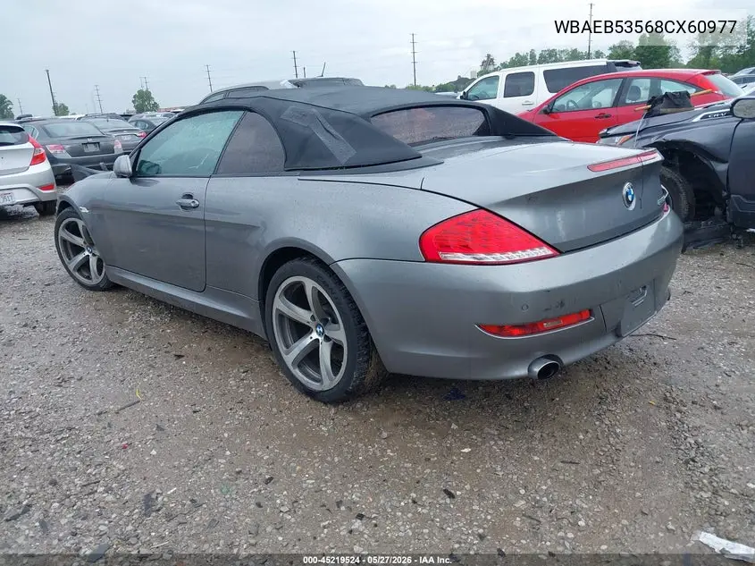 2008 BMW 650I VIN: WBAEB53568CX60977 Lot: 45219524