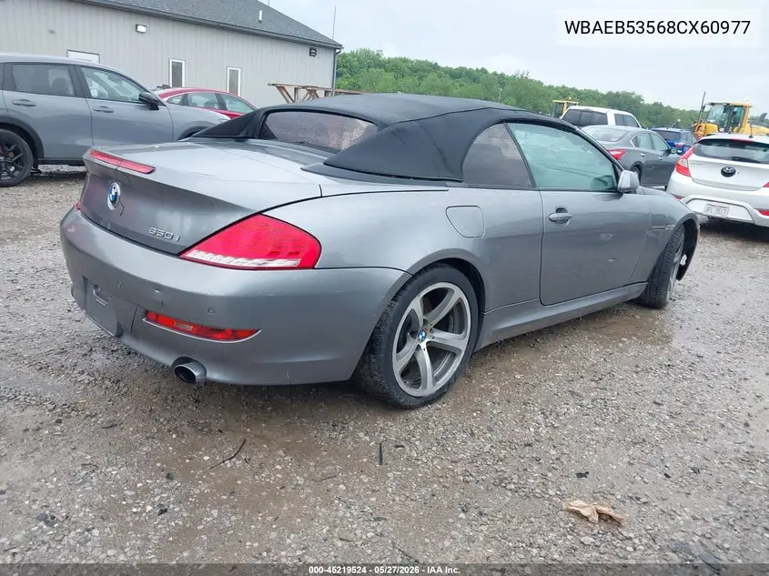 2008 BMW 650I VIN: WBAEB53568CX60977 Lot: 45219524