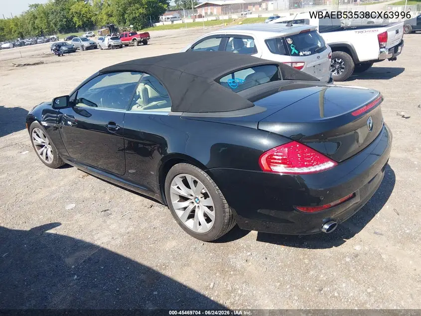 2008 BMW 650I VIN: WBAEB53538CX63996 Lot: 45469704