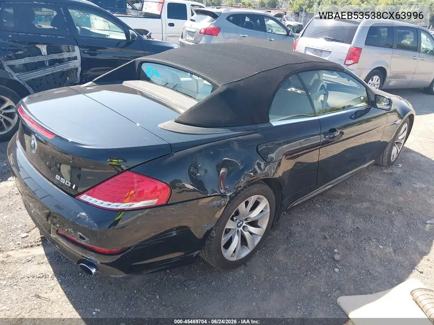 2008 BMW 650I VIN: WBAEB53538CX63996 Lot: 45469704