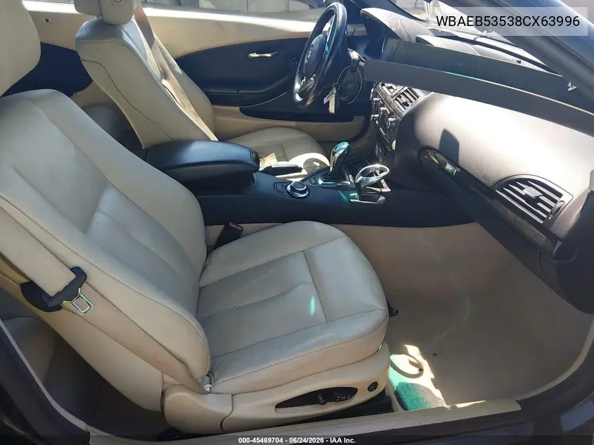 2008 BMW 650I VIN: WBAEB53538CX63996 Lot: 45469704