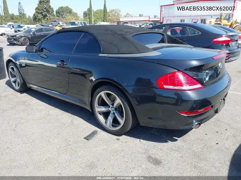 2008 BMW 650I VIN: WBAEB53538CX62007 Lot: 45558021