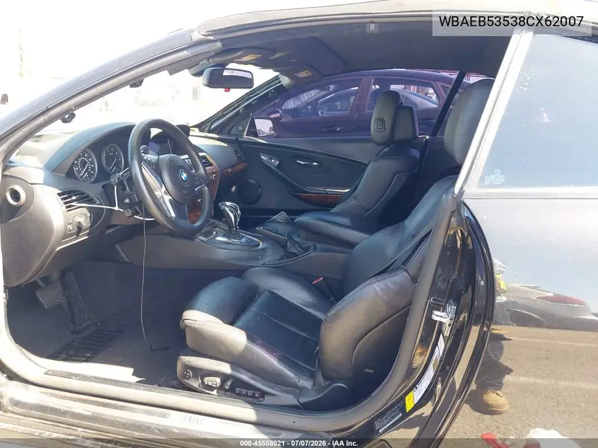 2008 BMW 650I VIN: WBAEB53538CX62007 Lot: 45558021
