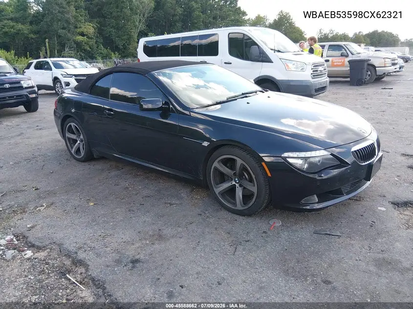 2008 BMW 650I VIN: WBAEB53598CX62321 Lot: 45588662
