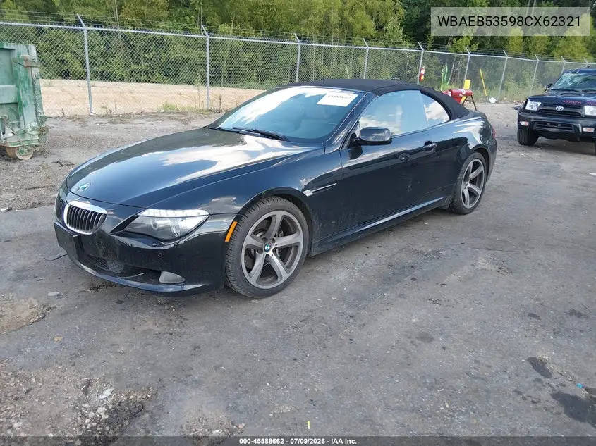 2008 BMW 650I VIN: WBAEB53598CX62321 Lot: 45588662