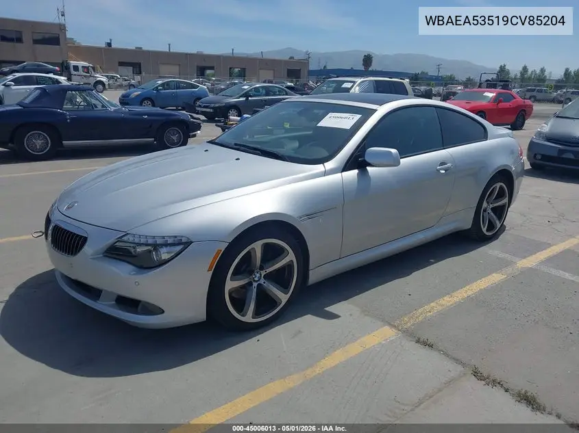 2009 BMW 650I VIN: WBAEA53519CV85204 Lot: 45006013