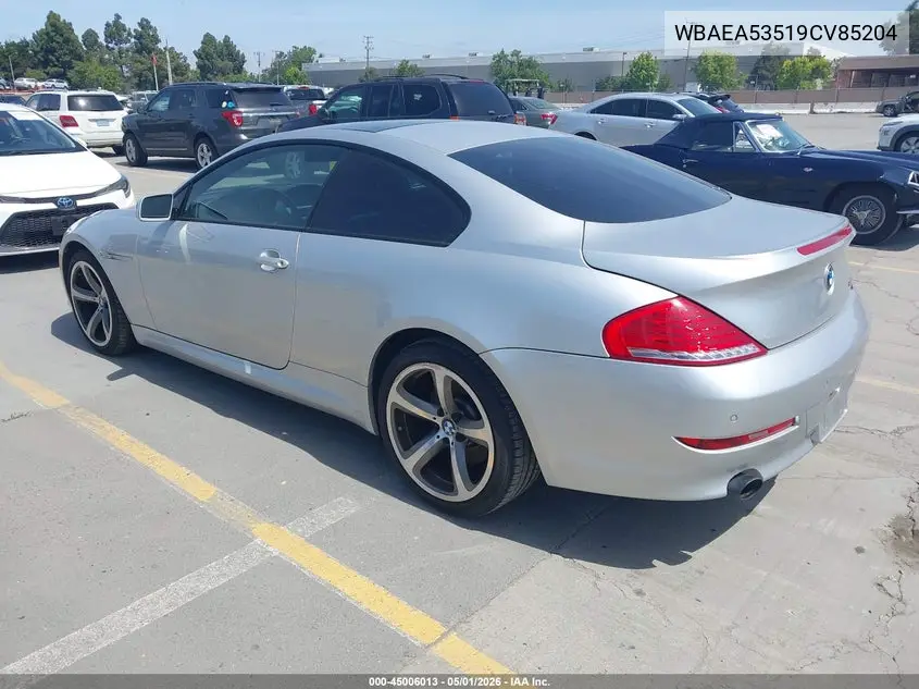 2009 BMW 650I VIN: WBAEA53519CV85204 Lot: 45006013