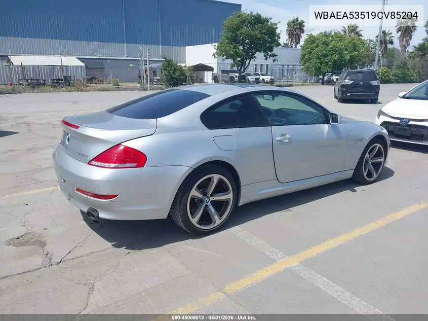 2009 BMW 650I VIN: WBAEA53519CV85204 Lot: 45006013