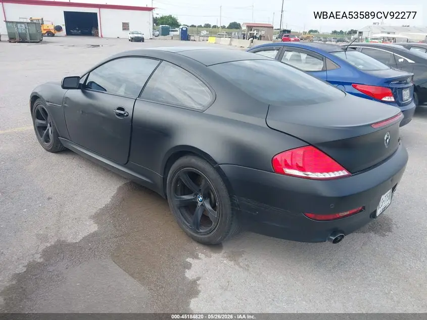 2009 BMW 650I VIN: WBAEA53589CV92277 Lot: 45184820