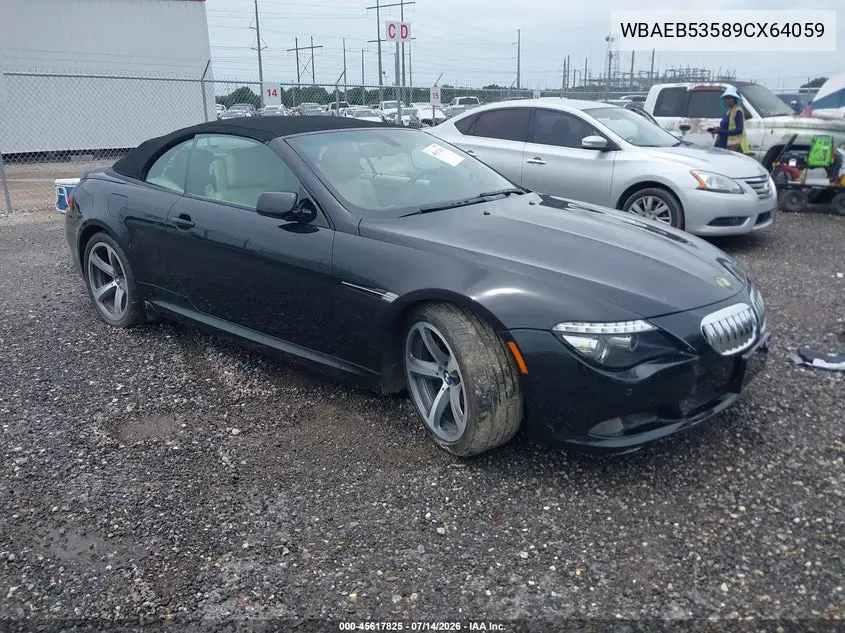 2009 BMW 650I VIN: WBAEB53589CX64059 Lot: 45617825