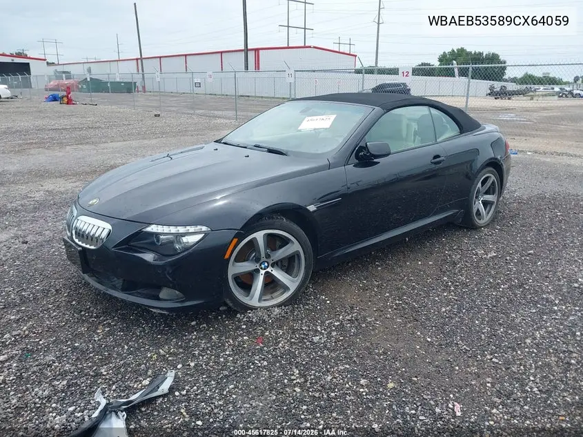 2009 BMW 650I VIN: WBAEB53589CX64059 Lot: 45617825