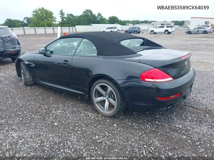 2009 BMW 650I VIN: WBAEB53589CX64059 Lot: 45617825