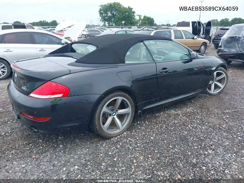 2009 BMW 650I VIN: WBAEB53589CX64059 Lot: 45617825