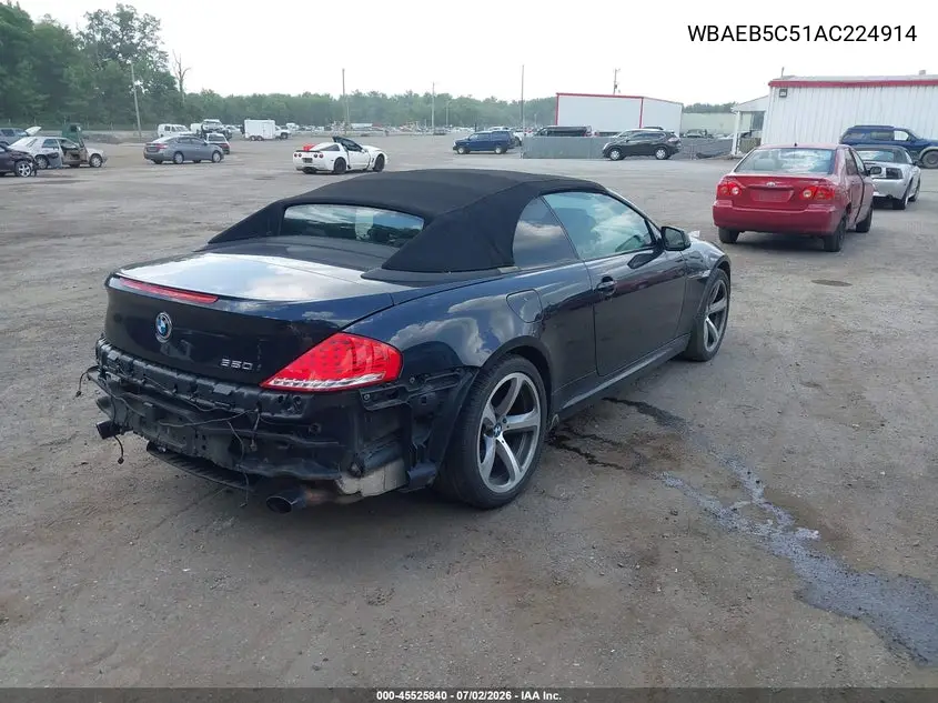 2010 BMW 650I VIN: WBAEB5C51AC224914 Lot: 45525840