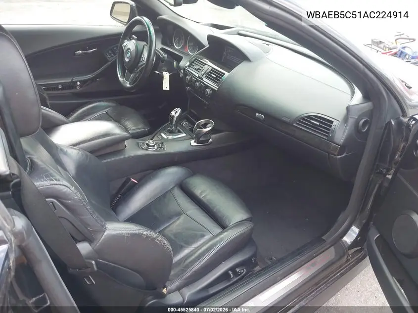 2010 BMW 650I VIN: WBAEB5C51AC224914 Lot: 45525840