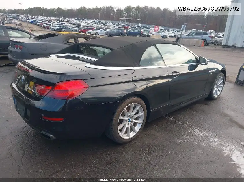 2012 BMW 650I xDrive VIN: WBALZ5C59CDW99792 Lot: 44211326