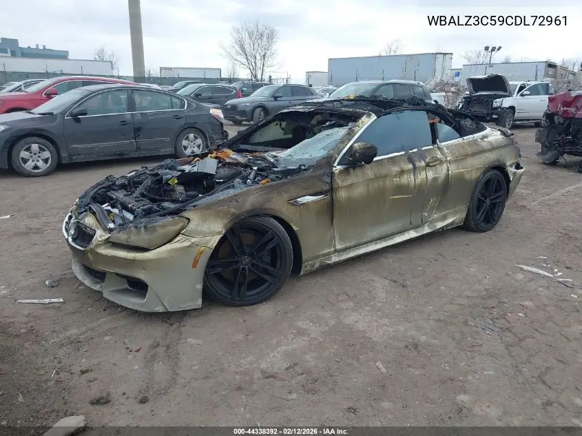 2012 BMW 650I VIN: WBALZ3C59CDL72961 Lot: 44338392