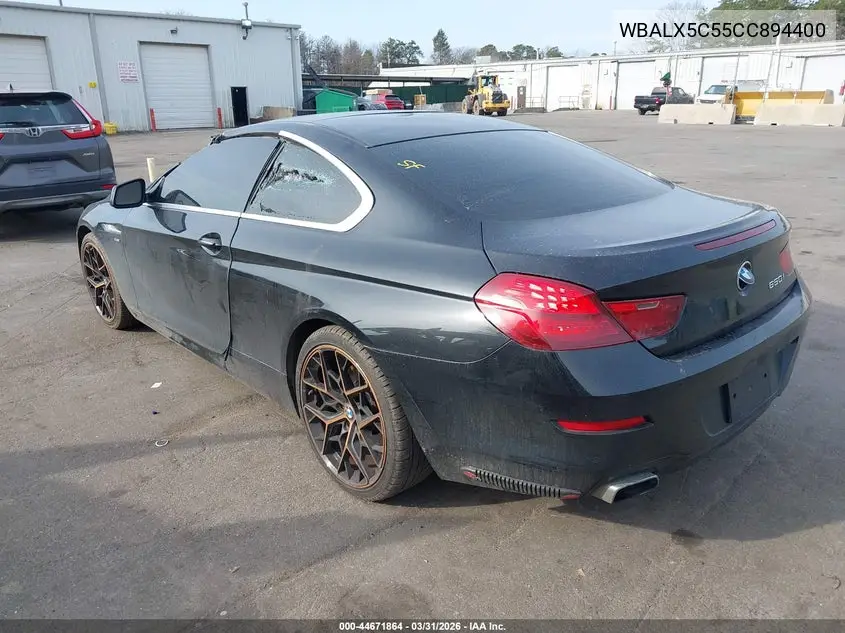 2012 BMW 650I xDrive VIN: WBALX5C55CC894400 Lot: 44671864
