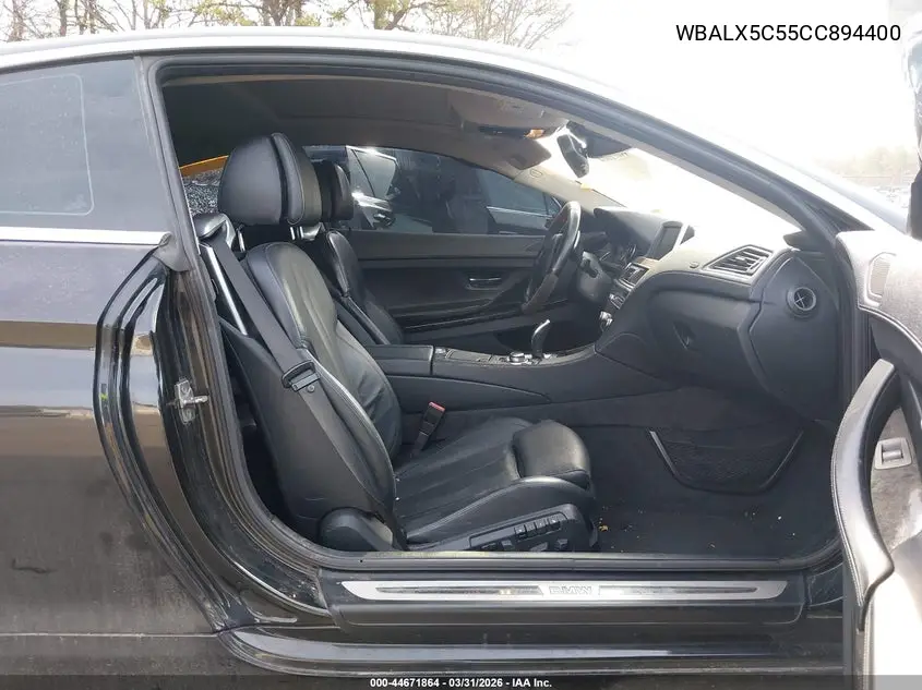 2012 BMW 650I xDrive VIN: WBALX5C55CC894400 Lot: 44671864