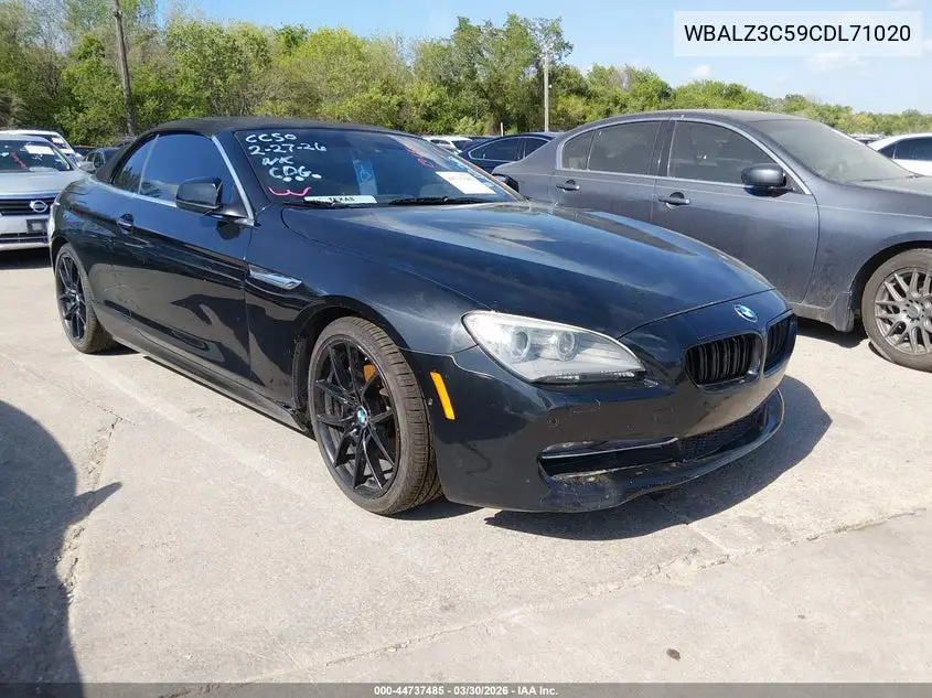 2012 BMW 650I VIN: WBALZ3C59CDL71020 Lot: 44737485