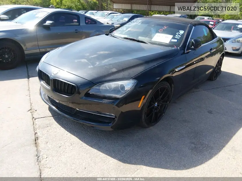 2012 BMW 650I VIN: WBALZ3C59CDL71020 Lot: 44737485