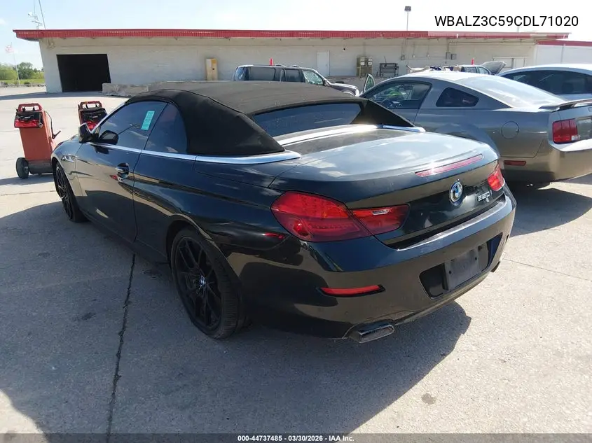 2012 BMW 650I VIN: WBALZ3C59CDL71020 Lot: 44737485
