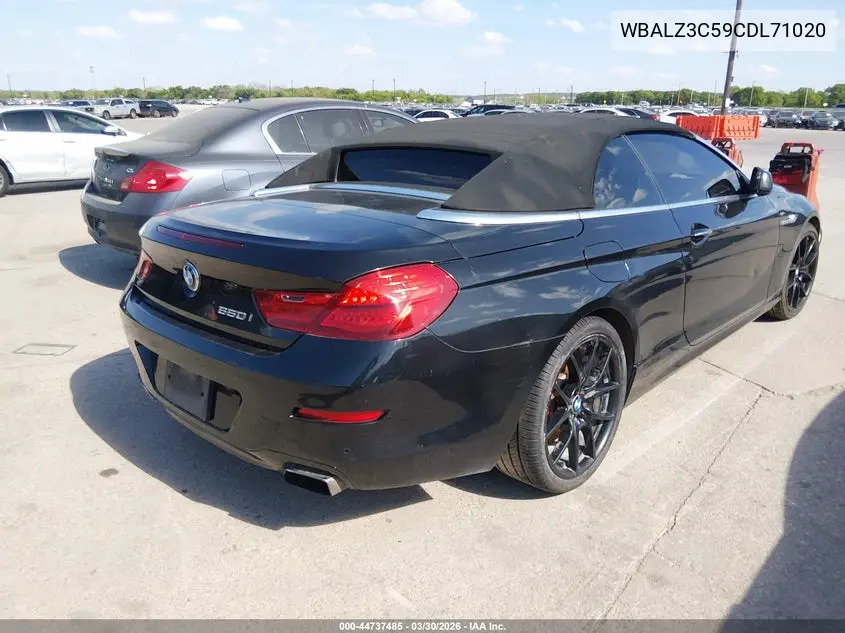 2012 BMW 650I VIN: WBALZ3C59CDL71020 Lot: 44737485