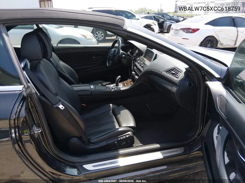 2012 BMW 640I VIN: WBALW7C5XCC618759 Lot: 45043087