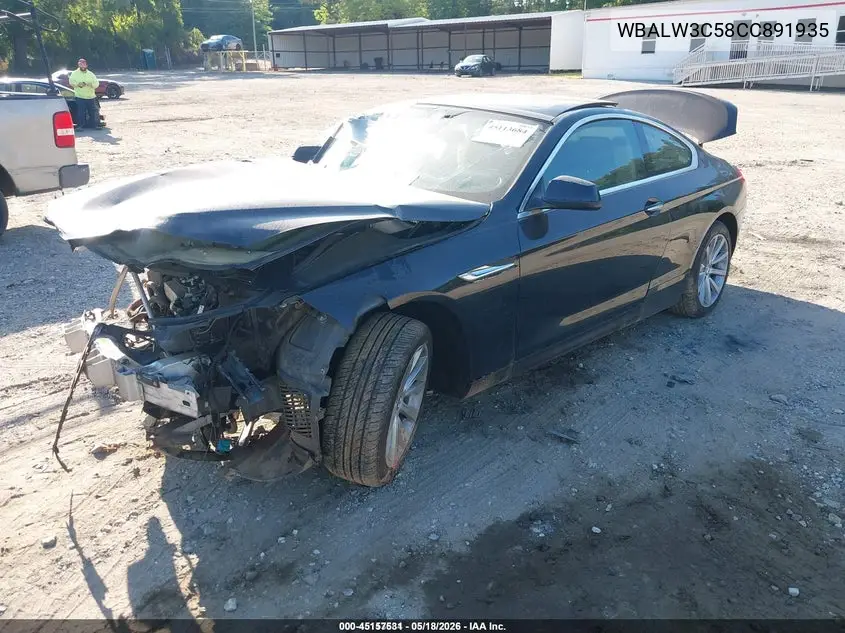 2012 BMW 640I VIN: WBALW3C58CC891935 Lot: 45157531