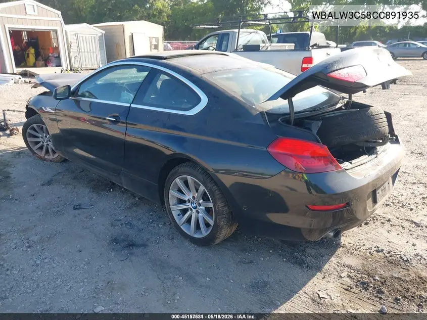 2012 BMW 640I VIN: WBALW3C58CC891935 Lot: 45157531