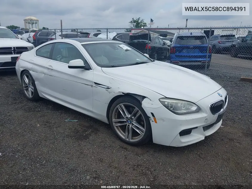 2012 BMW 650I xDrive VIN: WBALX5C58CC894391 Lot: 45469767