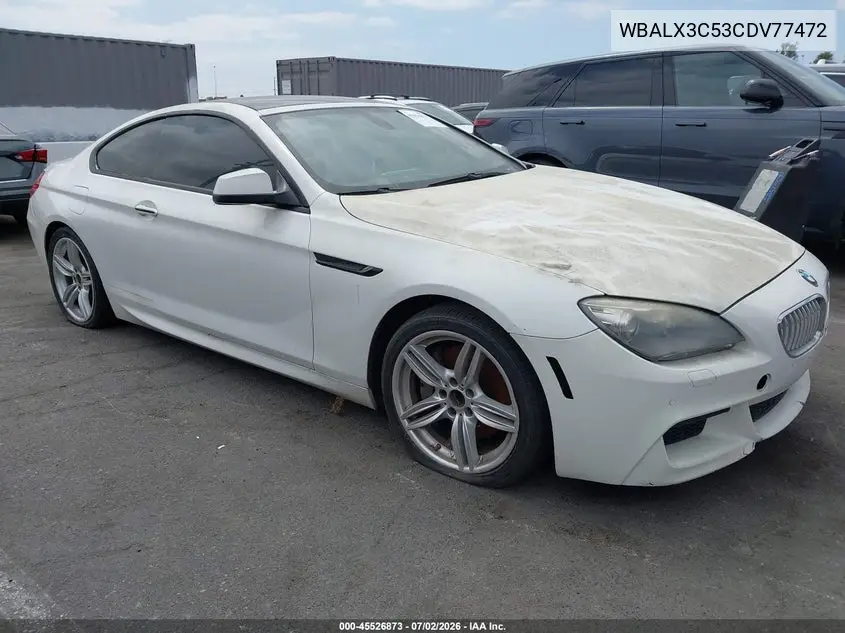 2012 BMW 650I VIN: WBALX3C53CDV77472 Lot: 45526873