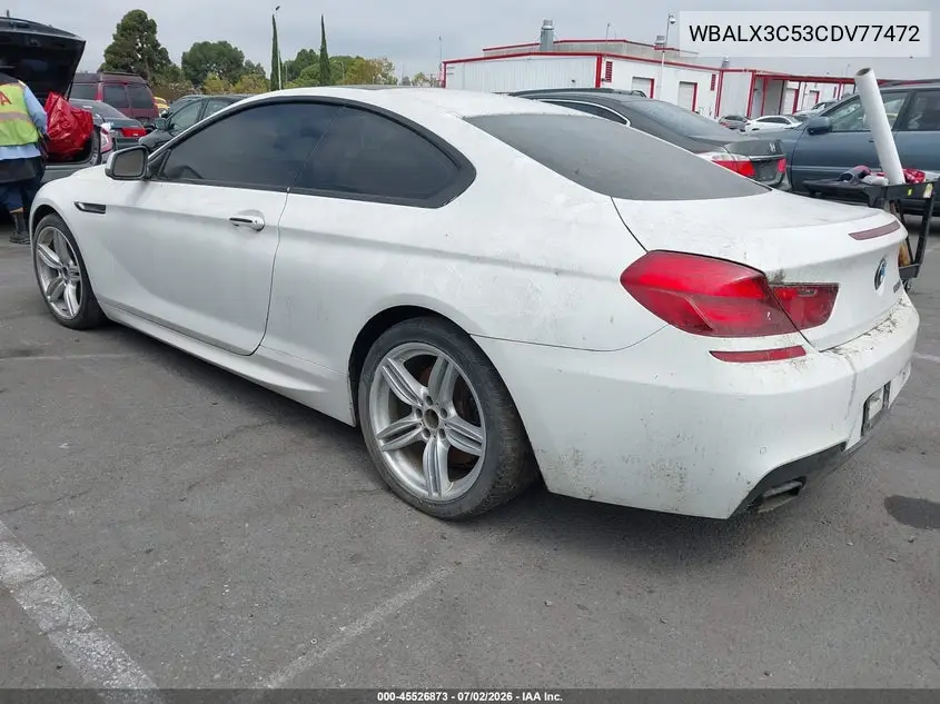 2012 BMW 650I VIN: WBALX3C53CDV77472 Lot: 45526873