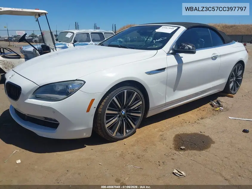 2012 BMW 650I VIN: WBALZ3C57CC397797 Lot: 45567848
