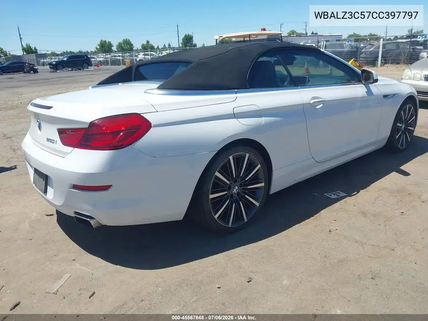 2012 BMW 650I VIN: WBALZ3C57CC397797 Lot: 45567848