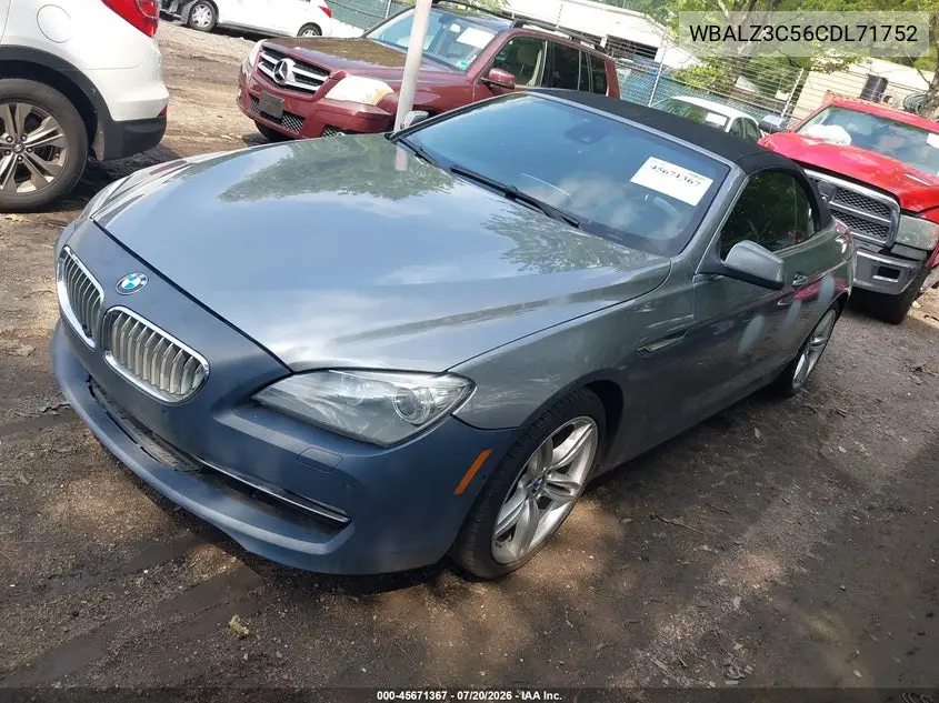 2012 BMW 650I VIN: WBALZ3C56CDL71752 Lot: 45671367