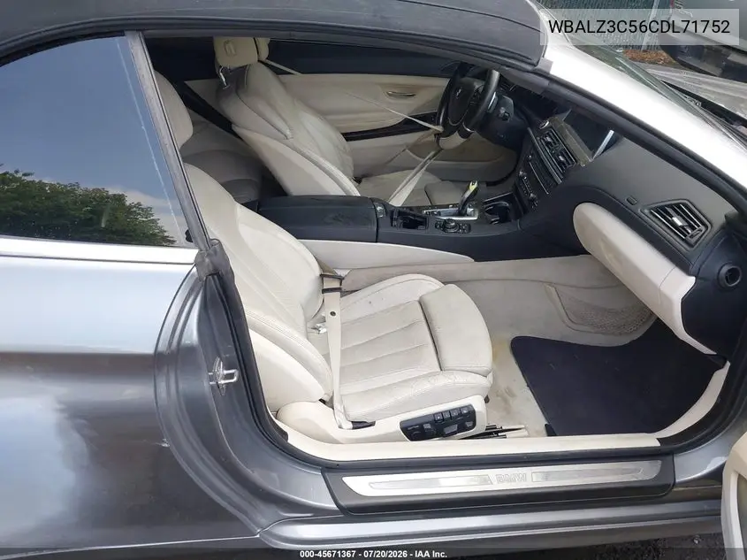 2012 BMW 650I VIN: WBALZ3C56CDL71752 Lot: 45671367