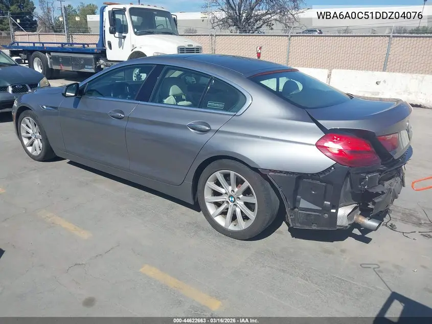 2013 BMW 640I Gran Coupe VIN: WBA6A0C51DDZ04076 Lot: 44622663