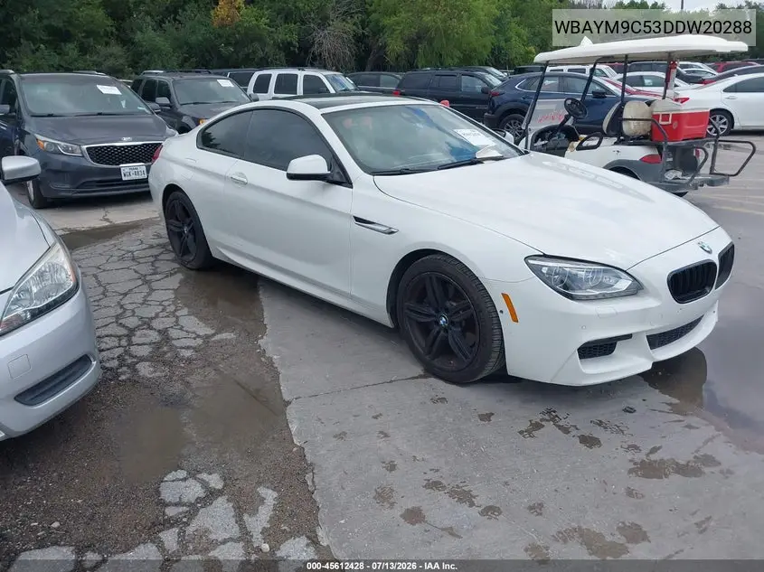 2013 BMW 650I VIN: WBAYM9C53DDW20288 Lot: 45612428