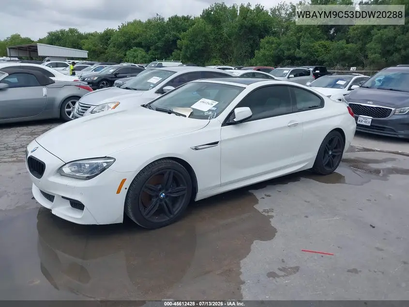 2013 BMW 650I VIN: WBAYM9C53DDW20288 Lot: 45612428