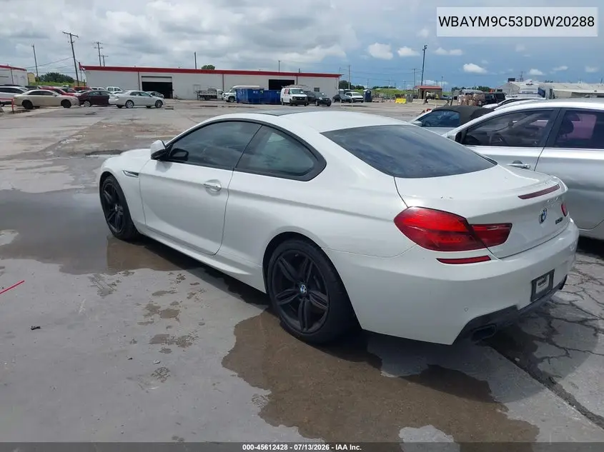 2013 BMW 650I VIN: WBAYM9C53DDW20288 Lot: 45612428
