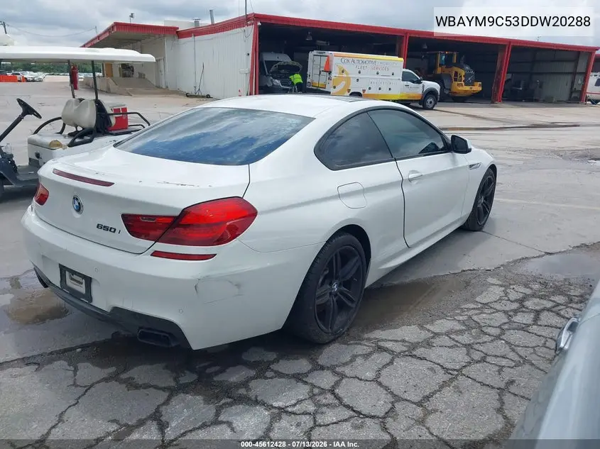 2013 BMW 650I VIN: WBAYM9C53DDW20288 Lot: 45612428