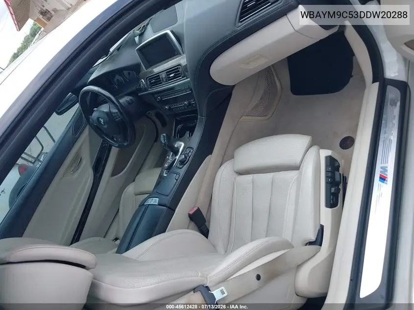 2013 BMW 650I VIN: WBAYM9C53DDW20288 Lot: 45612428