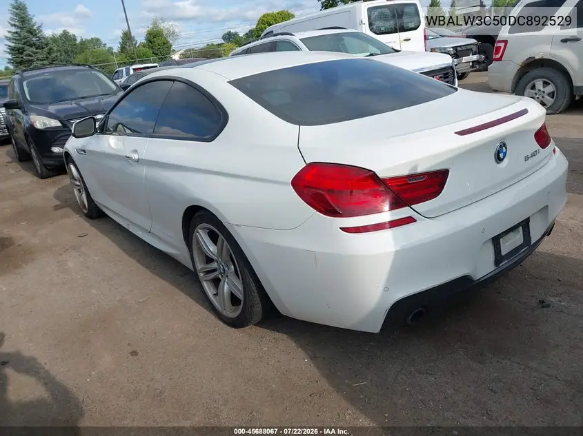 2013 BMW 640I VIN: WBALW3C50DC892529 Lot: 45688067