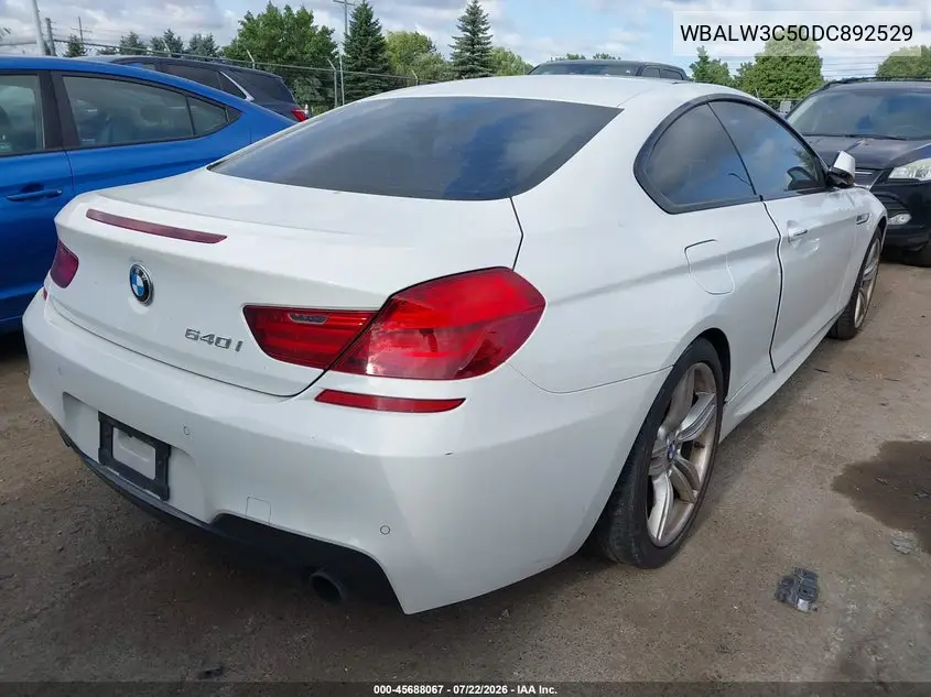 2013 BMW 640I VIN: WBALW3C50DC892529 Lot: 45688067
