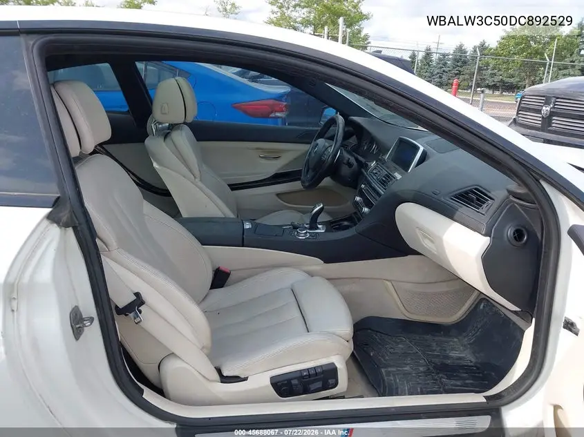 2013 BMW 640I VIN: WBALW3C50DC892529 Lot: 45688067